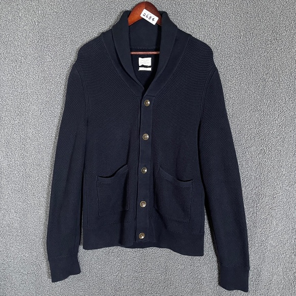 Rag & Bone Avery Shawl Collar Knit Cotton Cardigan - Men's Size M - Blue - Picture 1 of 10